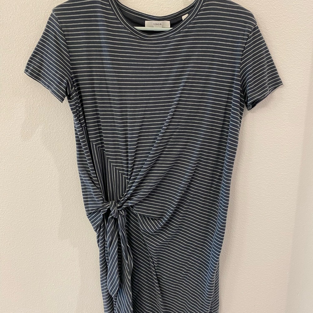 Striped Knot Front T-shirt Dress